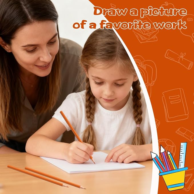 24 Pack Orange Colored Pencils for Kids, Pre-sharpened Art Pencils Back to School Supplies Set, Drawing Sketching Pencils for Students, Teachers, Classroom