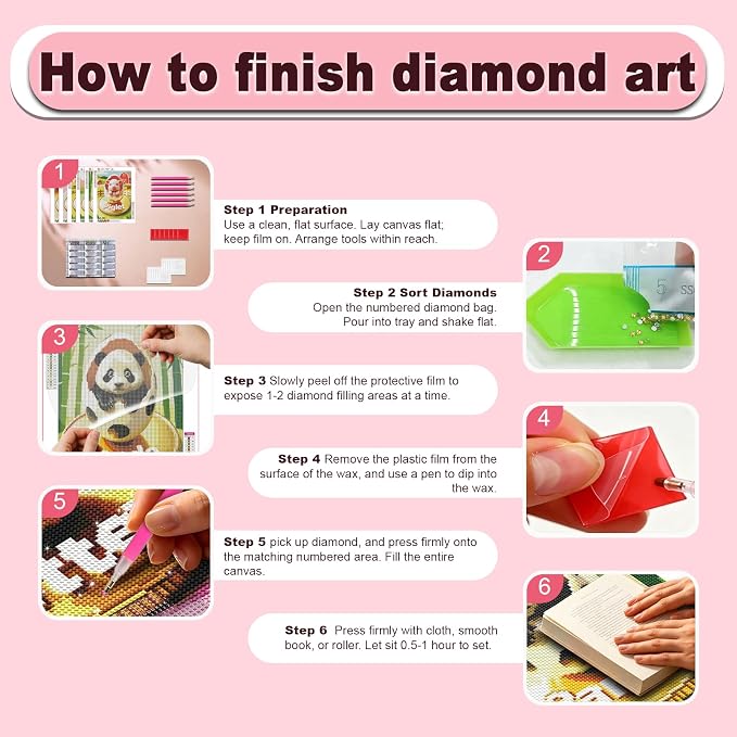 DOZEEZOP 6-Pack Diamond Art Kit for Adults, 5D Diamond Painting 12x16 Inch | Animals pictures, Full Round Drills, Home Wall & Shelf Decor, Beginner-Friendly DIY Craft, Stress Relief, All-Occasion Gift