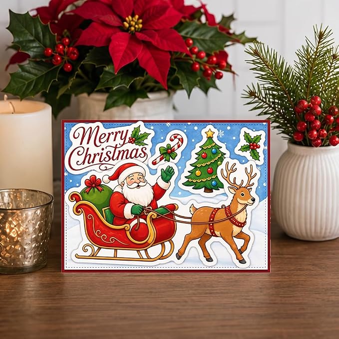 Card Making Stamps and Cutting Dies Set(Christmas Elements) | Durable Silicone Stamps and High - Quality Carbon Steel Dies for Card Making, Photo Albums and Diary Decoration