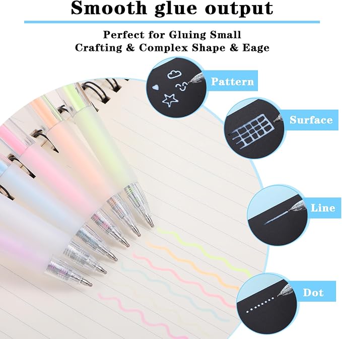 24Pcs Quick Dry Glue Pen Ballpoint Roller Glue Pen, Apply Glues Like Writing Easy Precise Control Fine Tip Tacky Pens Classroom Supplies for Crafting Scrapbook Card Making Foil Calligraphy Artist (6)