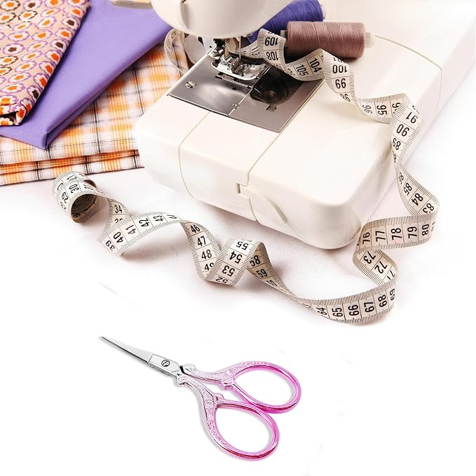 3.6Inch Little Scissors Sewing Scissors with Leather Scissor Cover | Stainless Steel Sharp Tip Craft Scissor for Embroidery Craft Needlework Artwork Cross Stitch DIY Thread