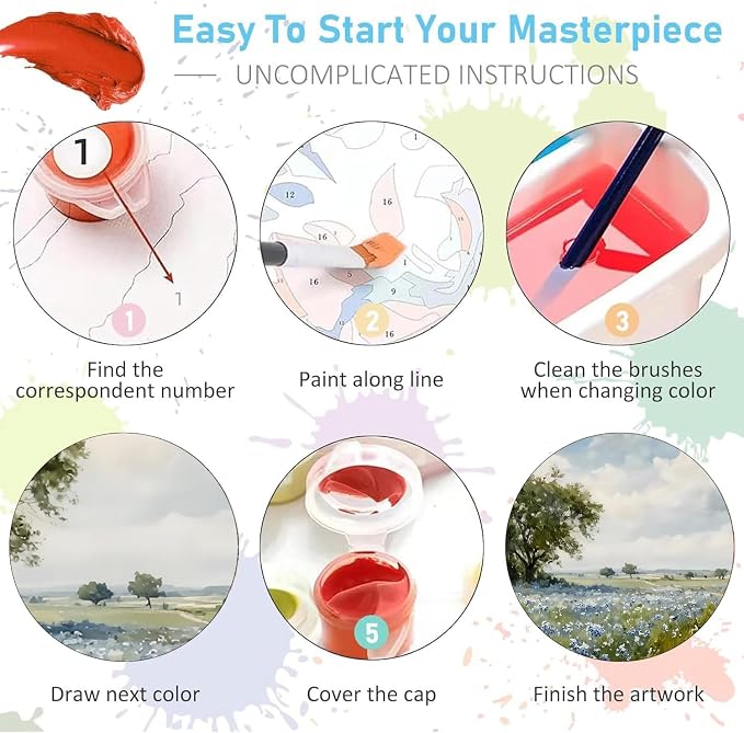 WUDWL Flower Paint by Numbers Kit for Adults,Color By Numbers for Adults | Scenery Decor Painting by Number On Canvas, Paint Number Artist Funny Without Frame DIY, Home Wall Decor, 12x16in