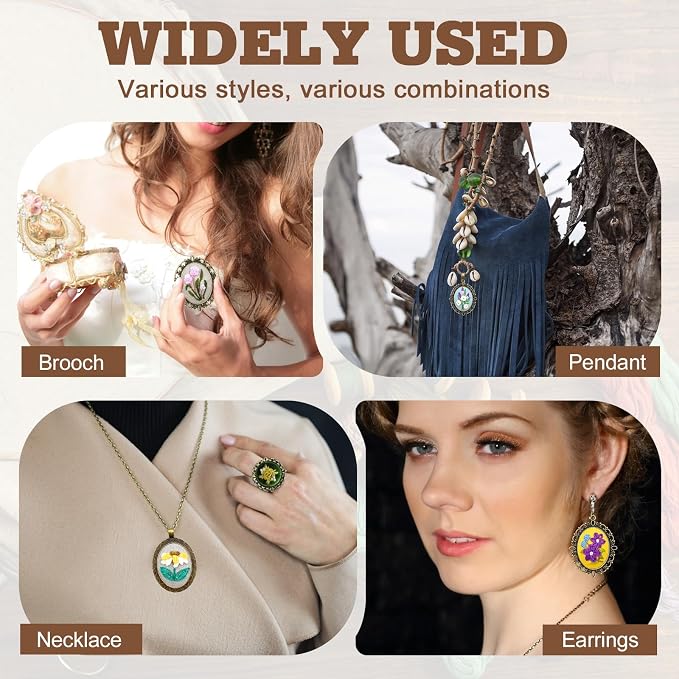 ZOCONE New 4 Packs Embroidery Necklace Kits, Embroidery Pendant Kit Mini Cross Stitch Kit with Hoop, Necklace, Pendant, Stamped Pattern Cloth, Instructions, etc., Embroidery Kits for Adults
