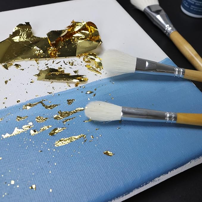 GACDR Gilding Brush Set, 7 Pieces Versatile Goat Hair Blending Mop Brushes for Acrylic Painting Wartercolor Foil Gold Leaf Flakes Sheets