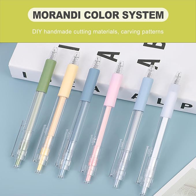 6 Pack Retractable Craft Knife Pen Set Precision Hobby Cutting Tools for Paper Card Vinyl Scrapbooking DIY Art Detail Cutter with Assorted Colors Replaceable Blade Easy Control