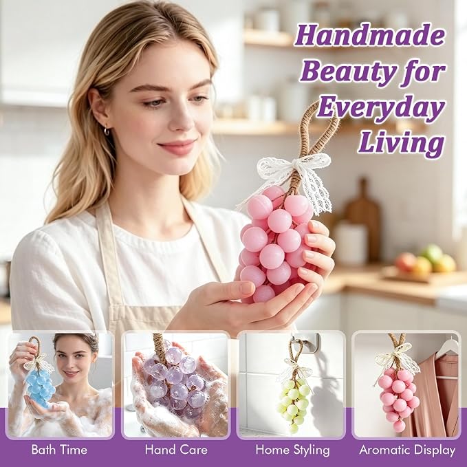 Soap Making Kit, DIY Grape Soap Craft Kits for Adults, Make Your Own Soap with Shea Butter Glycerin Melt and Pour Base, Silicone Molds, Dried Flowers, DIY Craft for Beginners Gift for Women