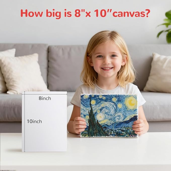 100 Pack 8x10 Inch Flat Canvas Boards for Painting, Canvas Panels | 100% Cotton White Blank Art Supplies for Acrylics Oil Gouache Tempera Paints