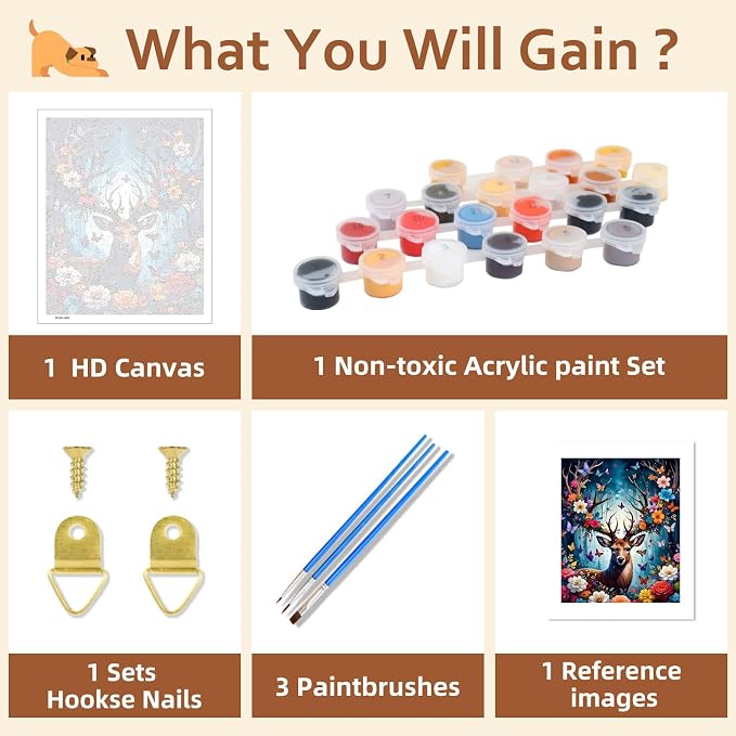 Reivworl Deer Paint by Numbers Kit for Adults Beginner 16×20 inch