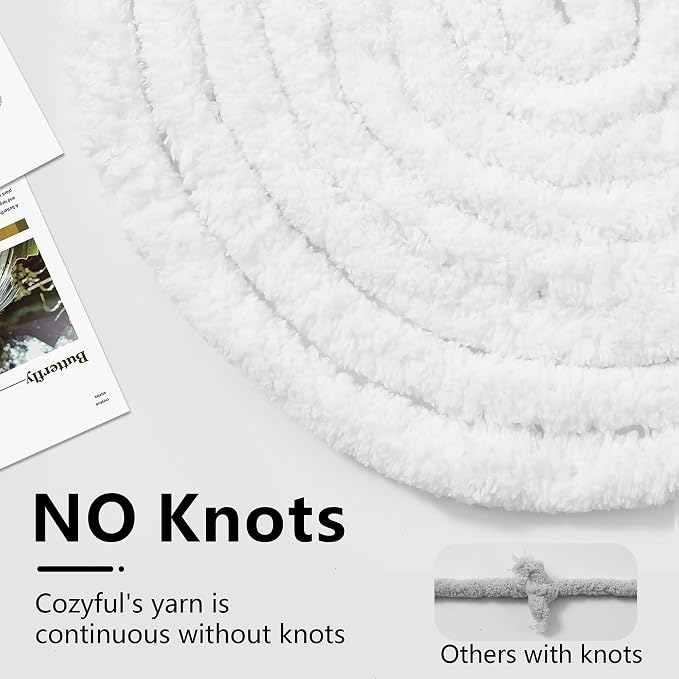 Cozyful Chunky Yarn for Hand Knitting - #10 Chunky Chenille Yarn, Jumbo Big Thick Chunky Yarns for Crocheting, Super Bulky Chunky Knit Blanket Yarns, 8 Skein (22 yds 8 oz Each Skein), Pure White