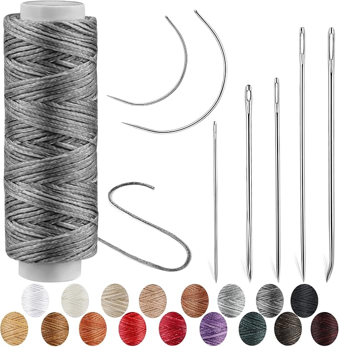Waxed Thread, Upholstery Needle and Thread 32 Yards Dark Gray