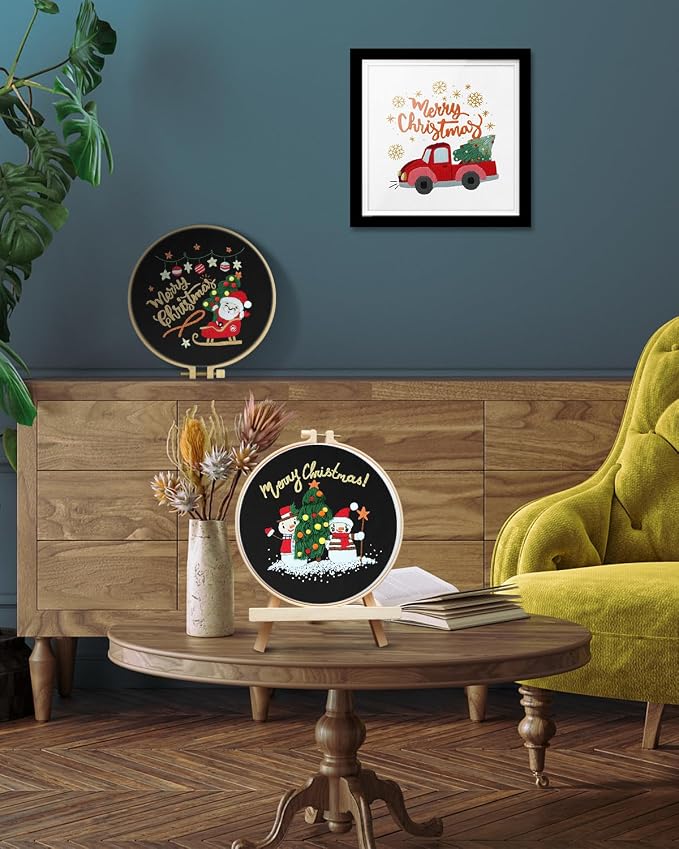 TINDTOP Christmas Embroidery Kit for Adult Beginners, 3 Sets Embroidery Stitch Practice kit Include Embroidery Cloth Hoops Threads for Craft Lover Hand Stitch | 3 Sets for Beginners, Include Embroidery Cloth Hoops Threads for Craft Lover Hand Stitch