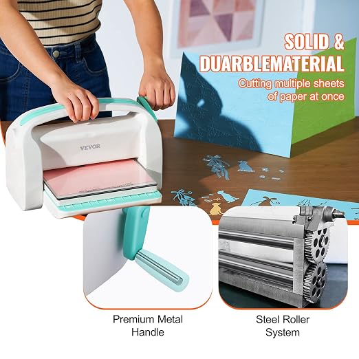 VEVOR Die Cutting and Embossing Machine, 9-Inch (A4) Opening Size, Manual Scrapbooking Machine Starter Kit, Foldable Complete Set with Embossing Folder, Plate, for Cardmaking, Scrapbooking, DIY Crafts