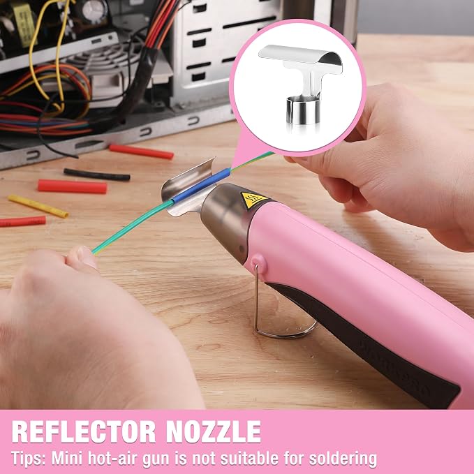 WORKPRO 400W Mini Heat Gun with Reflector Nozzle and 2 Temp Settings | 482℉/842℉ Dual Temperature Settings, 5.9ft Cable, Overload Protection, Ideal for Crafts, PVC Shrink Wrapping and Embossing