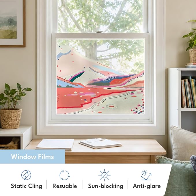 ADD.HERES Stained Glass Window Film, Window Film Decorative, 17.5 x 78.7 in