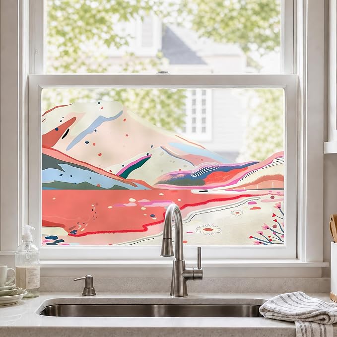 ADD.HERES Stained Glass Window Film, Window Film Decorative, 17.5 x 78.7 in