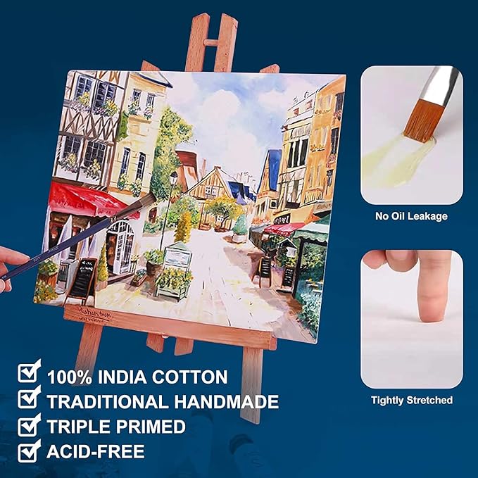 Artkey Canvases for Painting 8 x 10 Inch 10 - Pack, 5/8" Profile Stretched Canvas - 10 oz Primed, 100% Cotton White Blank Canvas - Art Paint Canvases for Acrylic Oil Paint