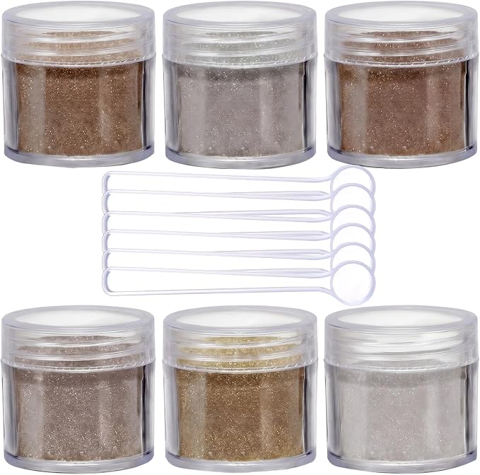 Heigble 6 Pcs 0.5 Ounce Glitter Embossing Powder Set for DIY Crafts Greeting Cards Making Scrapbooking Wedding Invitations (Silver,Copper)