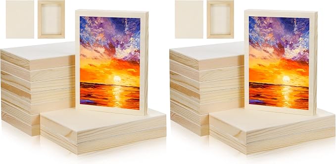 Bercoor 10 Pcs 5x7 Wood Panel Boards, Unfinished Wood Canvas Wooden for Painting, Arts, Pouring Use with Oils, Acrylics (Pack of 2)