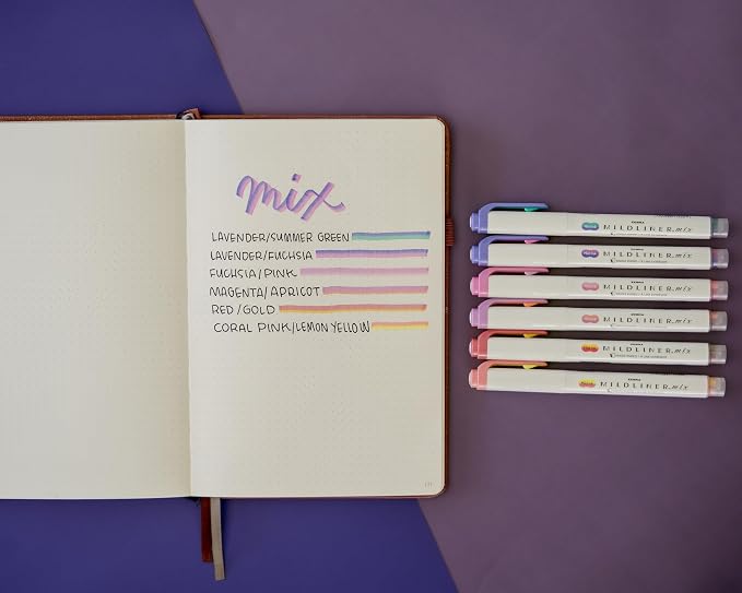 Zebra Pen MILDLINER Mix No Bleed Highlighter, Assorted, Chisel Tip, 6-Pack | Dual Color Marker Highlighter, Ideal for Bible Highlighting, Journaling, Note-Taking, School and Office Supplies (77706)