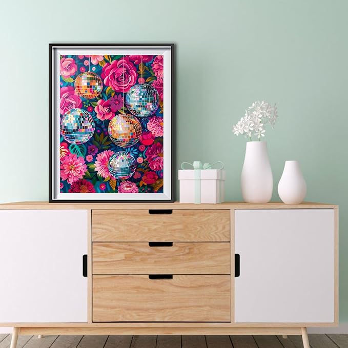 Diamond Art Kits for Adults,Disco Flower Diamond Painting Kits 12 x 16in