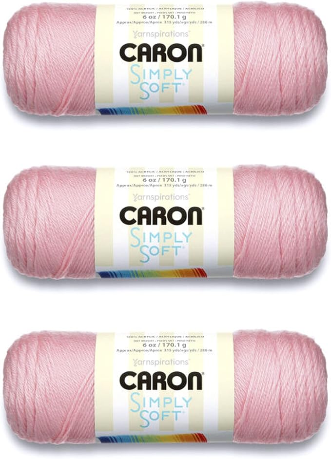 Caron Simply Soft Yarn for Crocheting & Knitting Soft Pink Pistachio 3-Pack | #4 Worsted Medium, Soft 100% Acrylic Yarn for Crochet, Knitting, Blankets and Crafts, 315 Yards, 170.1g/6oz per skein