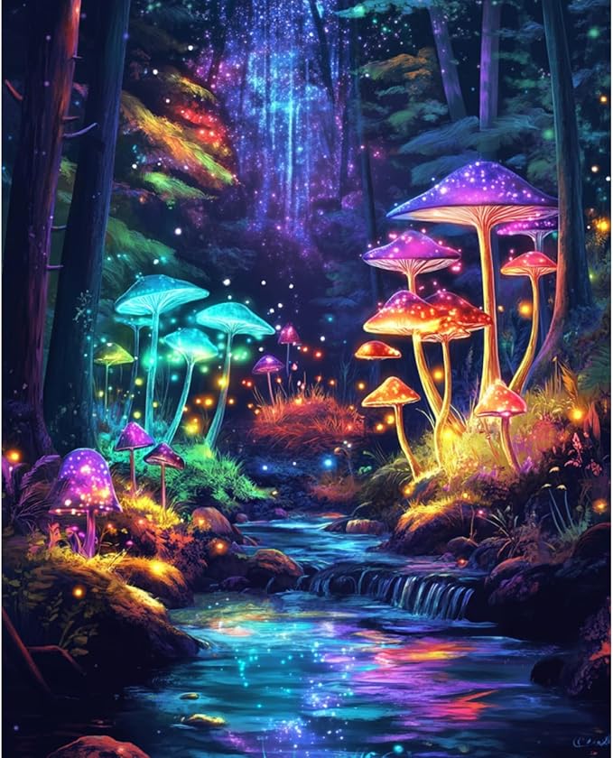 Banket Paint by Numbers Kit for Adults Beginner Mushroom DIY Painting Kits for Adults Forest Easy Adult Paint by Number Kits on Canvas Color by Numbers for Gifts Home Wall Decor 16x20 Inch