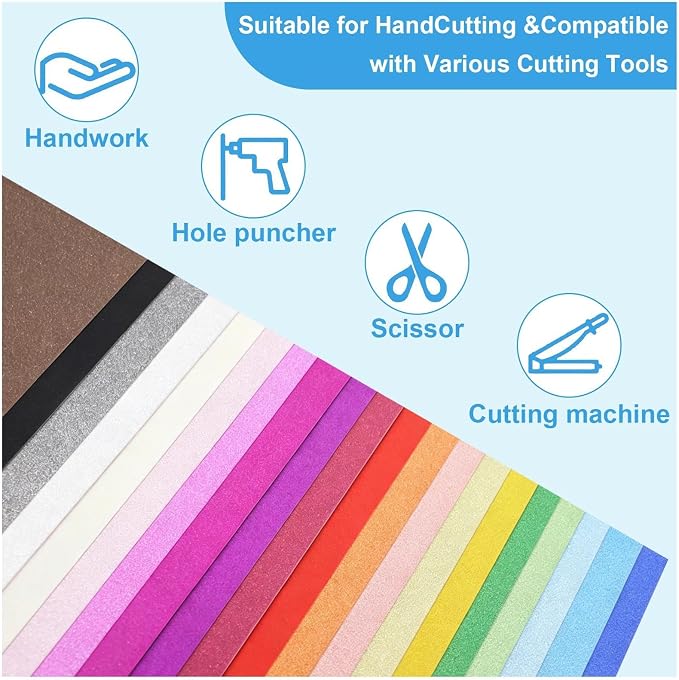 40 Sheets A5 Glitter Cardstock, 20 Colors, Greeting Card, Scrapbook, DIY