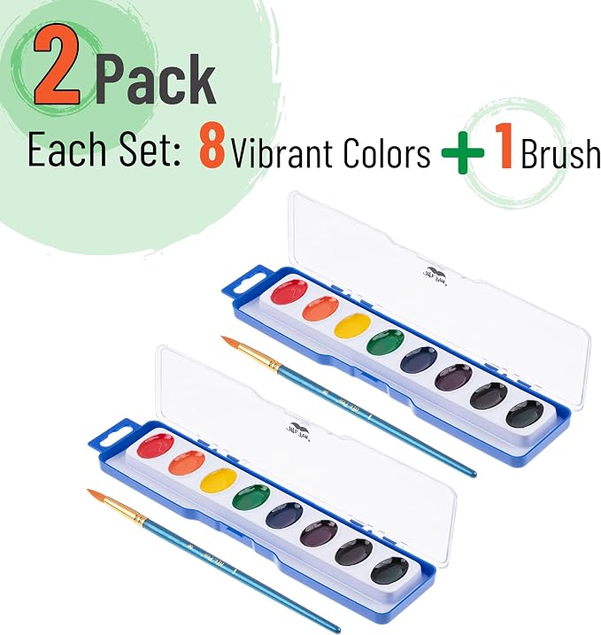 Mr. Pen- Washable Watercolors, 8 Pack, 8 Colors with Paint Brush