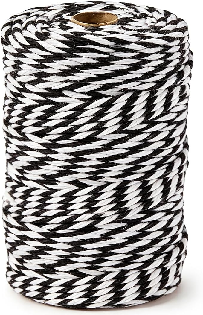SMART&CASUAL Black and White Cotton Twine, 700 Feet Natural Bakers String for Cooking, Crafts, Gift Wrapping, Butchers, Christmas and Wedding Decor