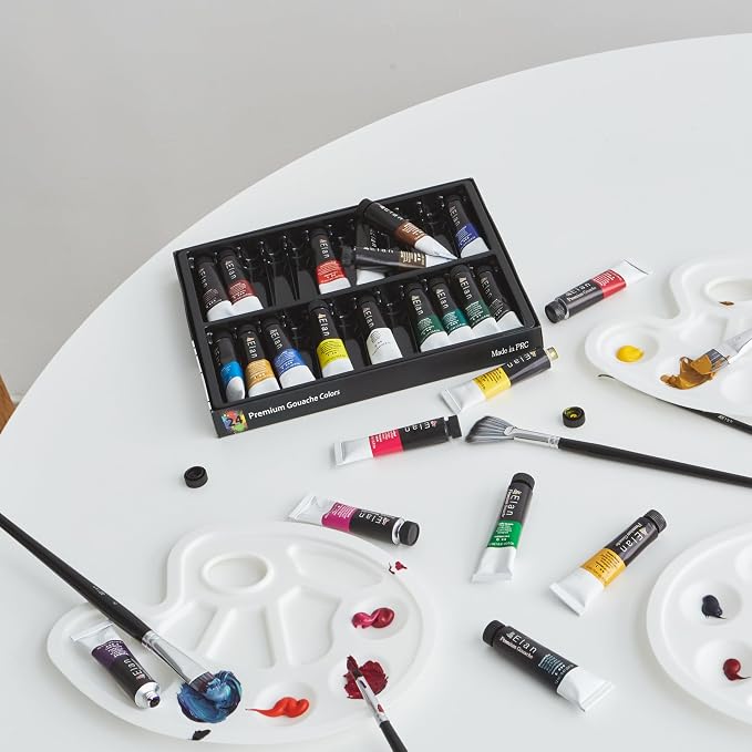 Elan Professional Gouache Paint Set, 24 Rich Colors Gouache Paint Tubes 0.4fl oz, Mini Tubes for Canvas & Crafts, Art Paints for Adults