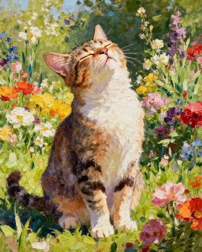 MBNTJHT Cat Paint by Numbers Kit for Adults Beginner,Cat and Flower Paint by Number Kits on Canvas,DIY Acrylic Oil Painting Art Crafts Kit for Home Wall Decor 16X20 Inch.