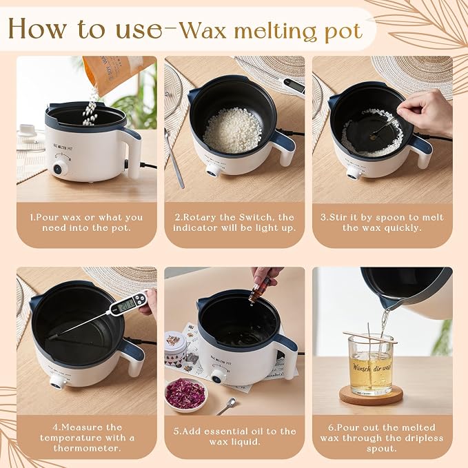 DIY Scented Candle Making Kit for Adults with Glass Jars | Pro Candle Maker Set with Wax Meling Pot and Thermometer, Dried Flowers, Pleasant Scents, Color Dyes & More