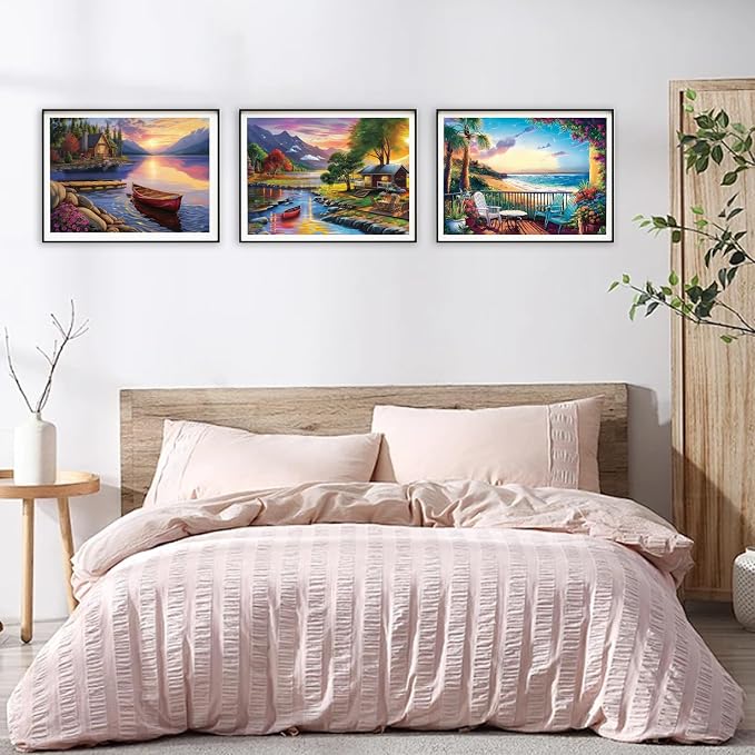 DOZEEZOP 6-Pack Diamond Art Kit for Adults, 5D Diamond Painting 16x12 Inch | Landscape pictures, Full Round Drills, Home Wall & Shelf Decor, Beginner-Friendly DIY Craft, Stress Relief, All-Occasion Gift