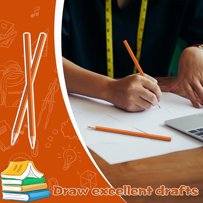 24 Pack Orange Colored Pencils for Kids, Pre-sharpened Art Pencils Back to School Supplies Set, Drawing Sketching Pencils for Students, Teachers, Classroom