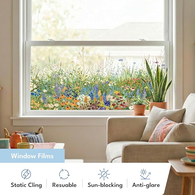 ADD.HERES Stained Glass Window Film, Window Film Decorative, 17.5 x 78.7 in