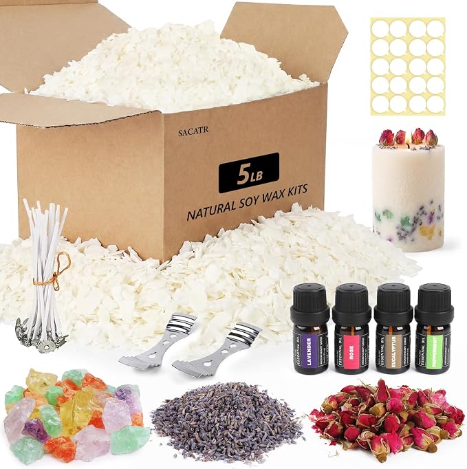 SACATR 5LB Soy Wax Candle Making Kit,Natural 100% Soy Wax for Candle Making