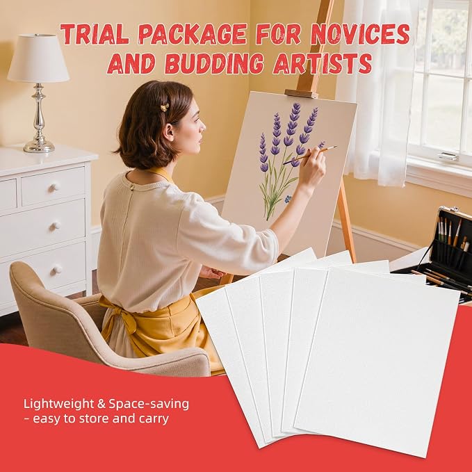 Simetufy 16 x 20 inch 5 Pack Canvas Panels Large Painting Canvas Boards - | Gesso Primed Acid-Free 100% Cotton for Acrylics Oil Watercolor Tempera Paint