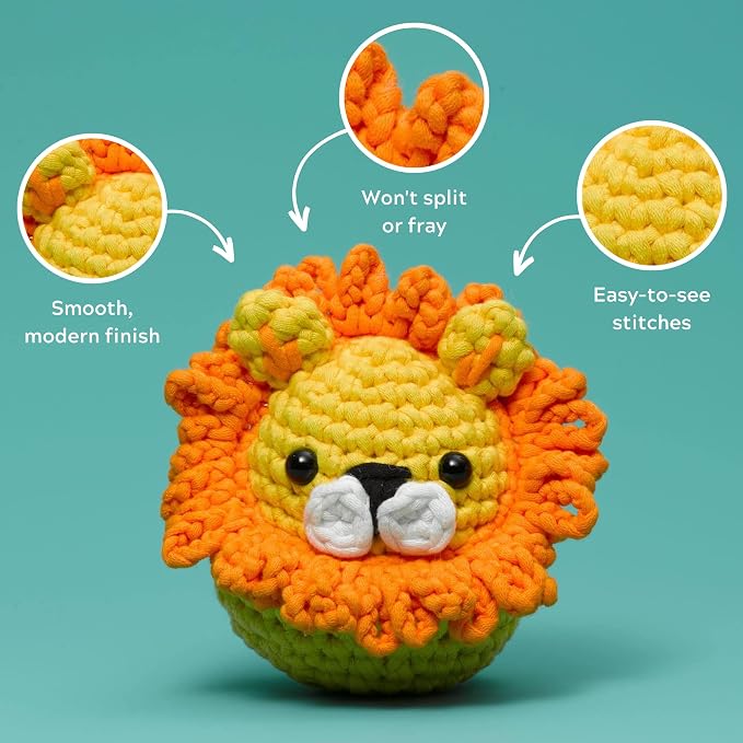 Woobles Easy Peasy Yarn for Beginners - Crochet & Knitting Yarn, Pink | As seen on Shark Tank, Cotton-nylon blend, Medium worsted weight 4, Easy-to-see stitches, Soft and non-splitting, Amigurumi
