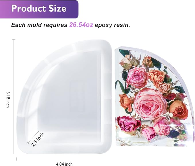LET'S RESIN Bookends Resin Molds, 1 Pair Geode Book Organize Moulds Silicone Large, Crystal Epoxy Resin Molds for Books, Desktop Organizer, Office Home Decoration, Gift