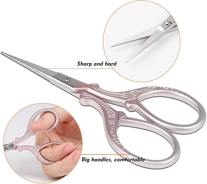 Embroidery Scissors Stainless Steel Sharp 3.6 inch Scissors | Leather Scissors Cover for Sewing Crafting, Art Work, Threading, Needlework - DIY Tools Dressmaker Small Shears