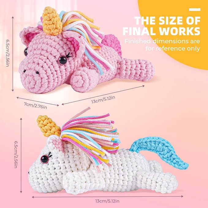 MOREJMTT Crochet Kit for Beginners, Learn to Crochet, Include Easy Knitting Soft Yarn, Step-by-Step Video Tutorial, Hook, Holiday Birthday Gift for Adults (Unicorn)