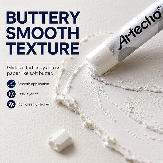 Artecho Extra Soft Oil Pastels 6 White Colors Artist Grade