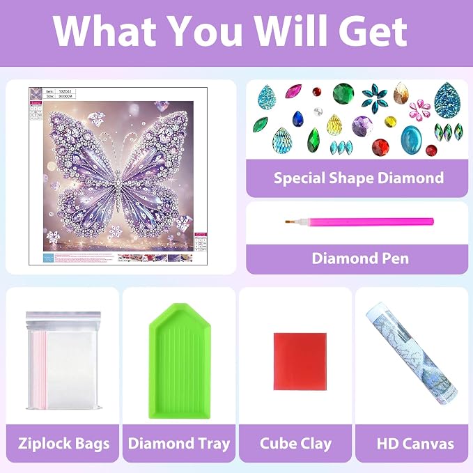 Butterfly Diamond Art Kits for Adults Special Shape Diamond Painting