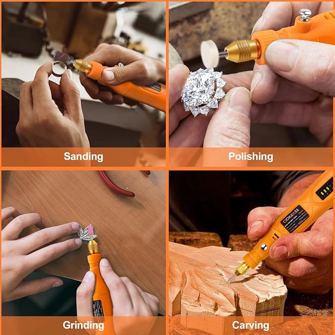 GOXAWEE Mini Cordless Rotary Tool Kit, 105Pcs Small Grinder Drill Set