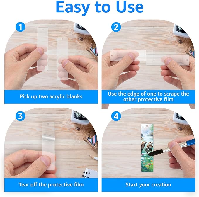 Ximalun 24Pcs Acrylic Keychain Blanks,Rectangle Discs Keychains Blanks with Holes Clear Acrylic Ornaments Bulk for DIY Key Chain Craft Projects Christmas Birthday Holiday Decorations