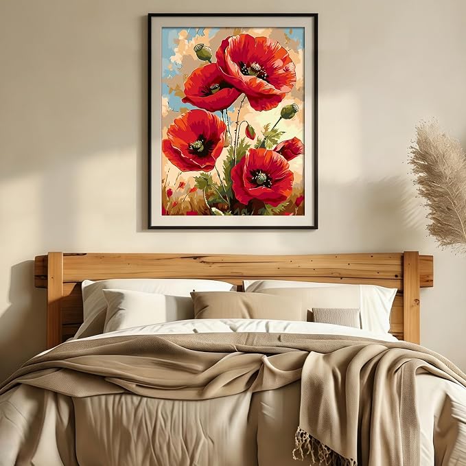 Acelii Paint by Numbers Kit for Adults Beginner,Flower Oil Painting Kit Adult Paint by Number Kits on Canvas,DIY Painting for Beginners Art by Numbers Home Wall Decor 11.8x15.7 Inch