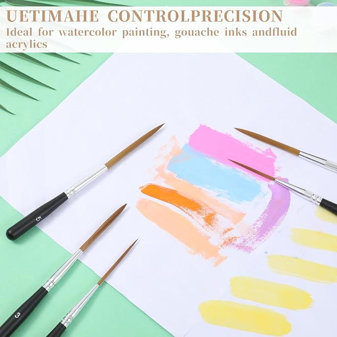 5 Pcs Long Liner Brushes Detail Paint Brushes Extra Long Fine Point Tip Pinstriping Scroll Outlining Brush for Artists Beginners Watercolor Acrylic Painting Marking Outlining Filling Creating Edge