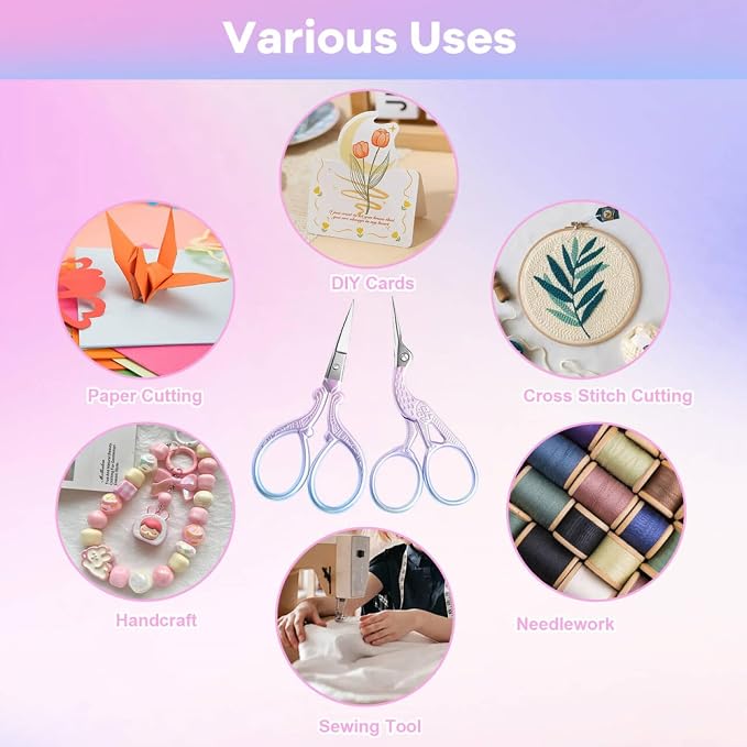 AQUEENLY Embroidery Scissors 2 Pcs Small Sewing Scissors Sharp Stainless Steel 3.6 Inches for Artwork, Crochet, Needlework, Threading, Pink