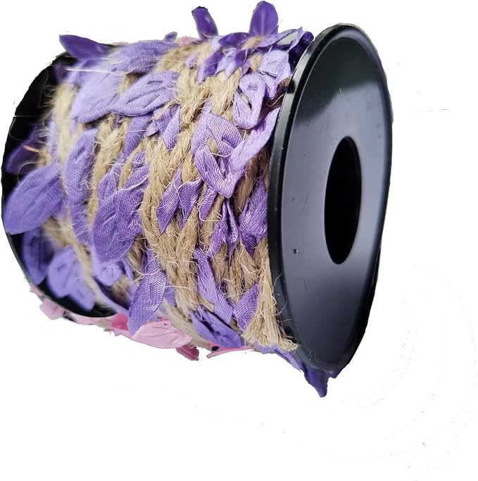 33 feet Natural Twine Purple Leaf Jute 3ply 2MM Rope Hemp Burlap Ribbon String Heavy Duty Hanging Gardening Decoration or for Arts and Crafts