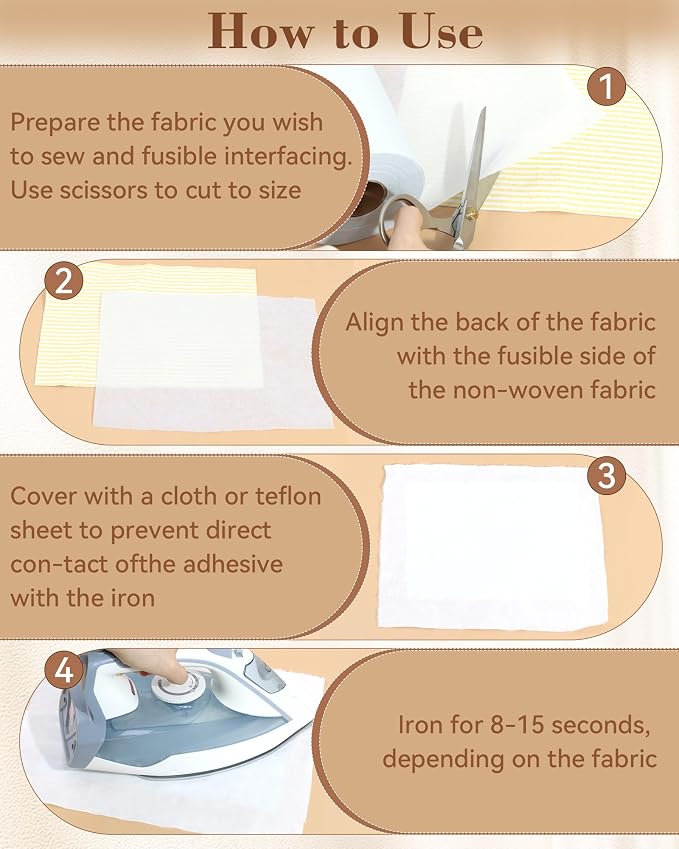 FIVEIZERO Light Weight Non-Woven Fusible Interfacing for Sewing-12in×30yd